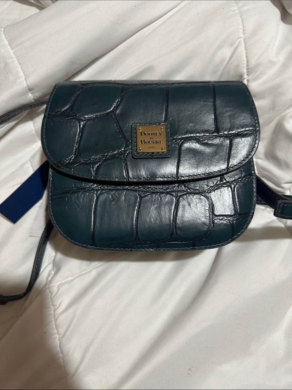Dooney & Bourke Teal Croc-Embossed Leather Crossbody